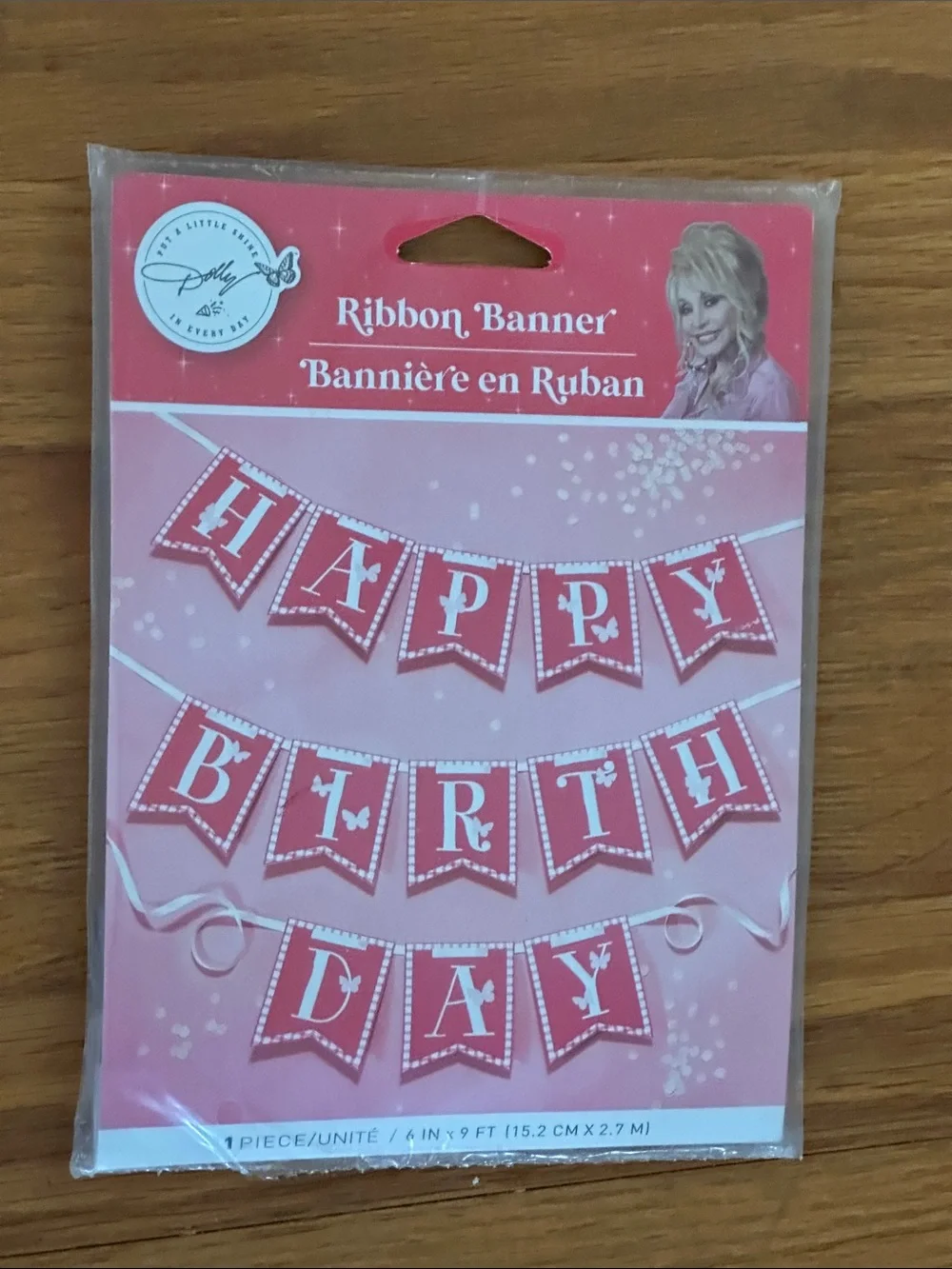 Dolly Ribbon Banner Pink “Happy Birthday' Party Ribbon Band Garland New